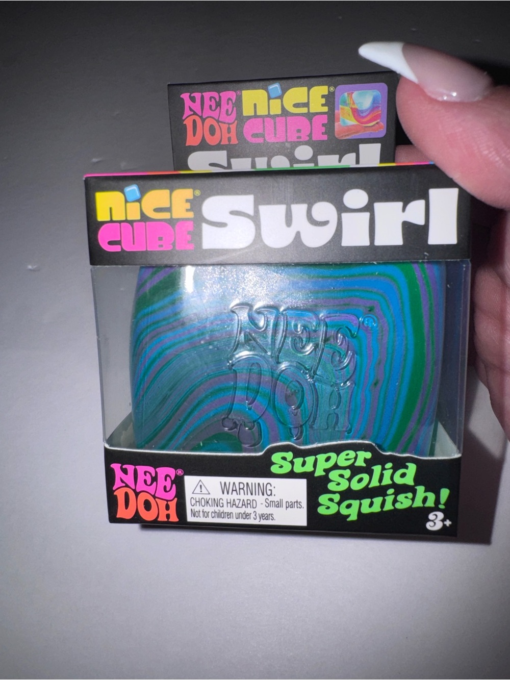 Needoh Nice Cube Swirl Super Solid Squish - Blue & Green Swirl